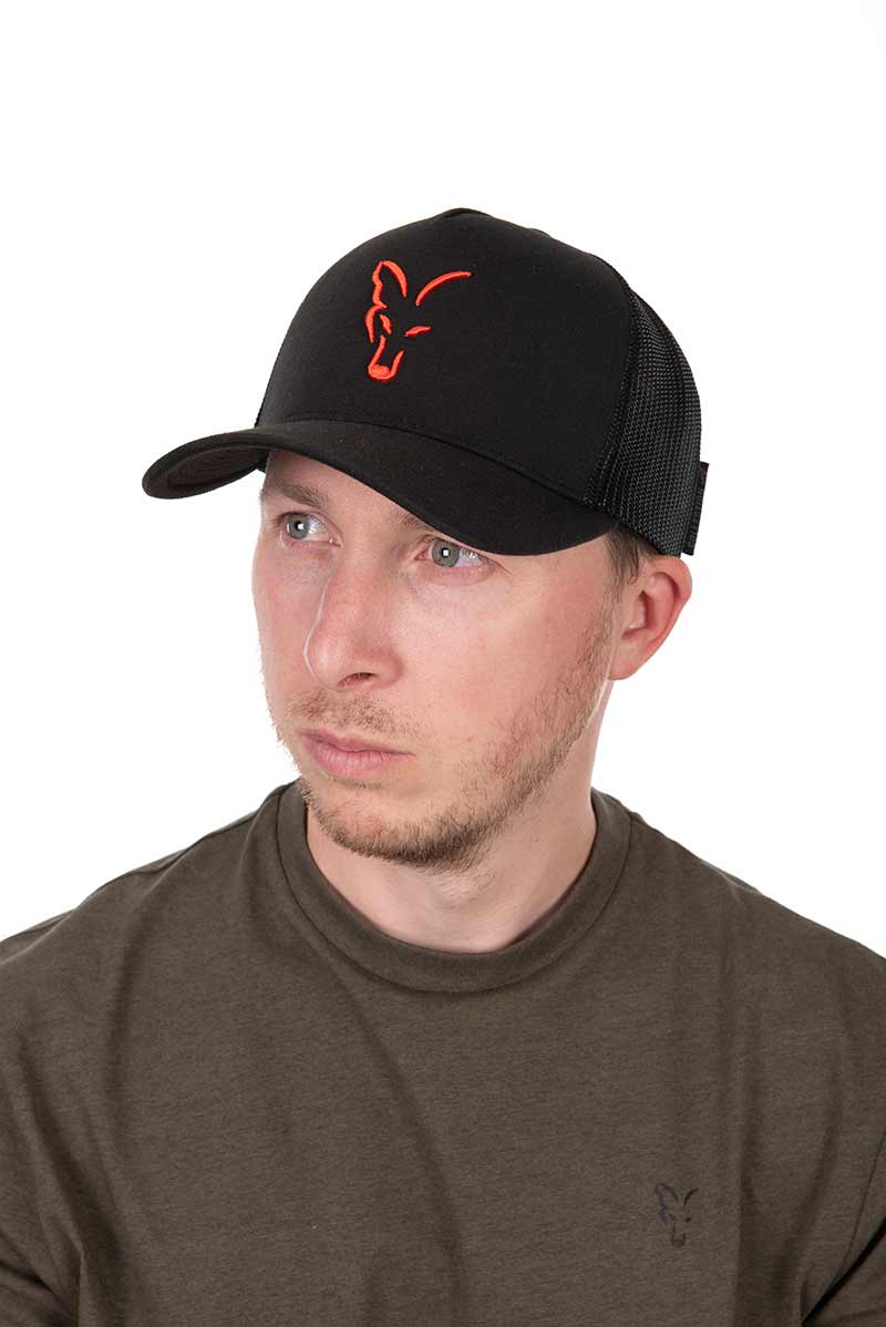 Gorra Fox Trucker Negro - Naranja - Tienda Carpfishing