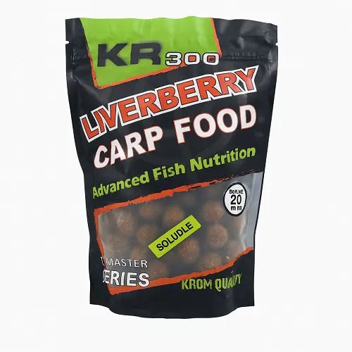 Boilies Rozpuszczalny Krom Quality KR300 LiverBerry 20mm 800G