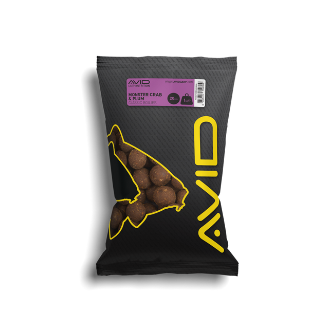 Boilies Avid Carp Classic Monster Crab & Plum 20 mm - Tienda Carpfishing