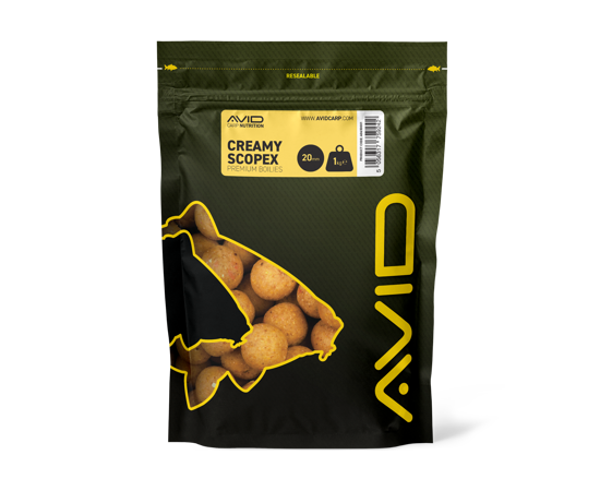 Boilies Avid Carp Creamy Scopex 20 mm - Tienda Carpfishing