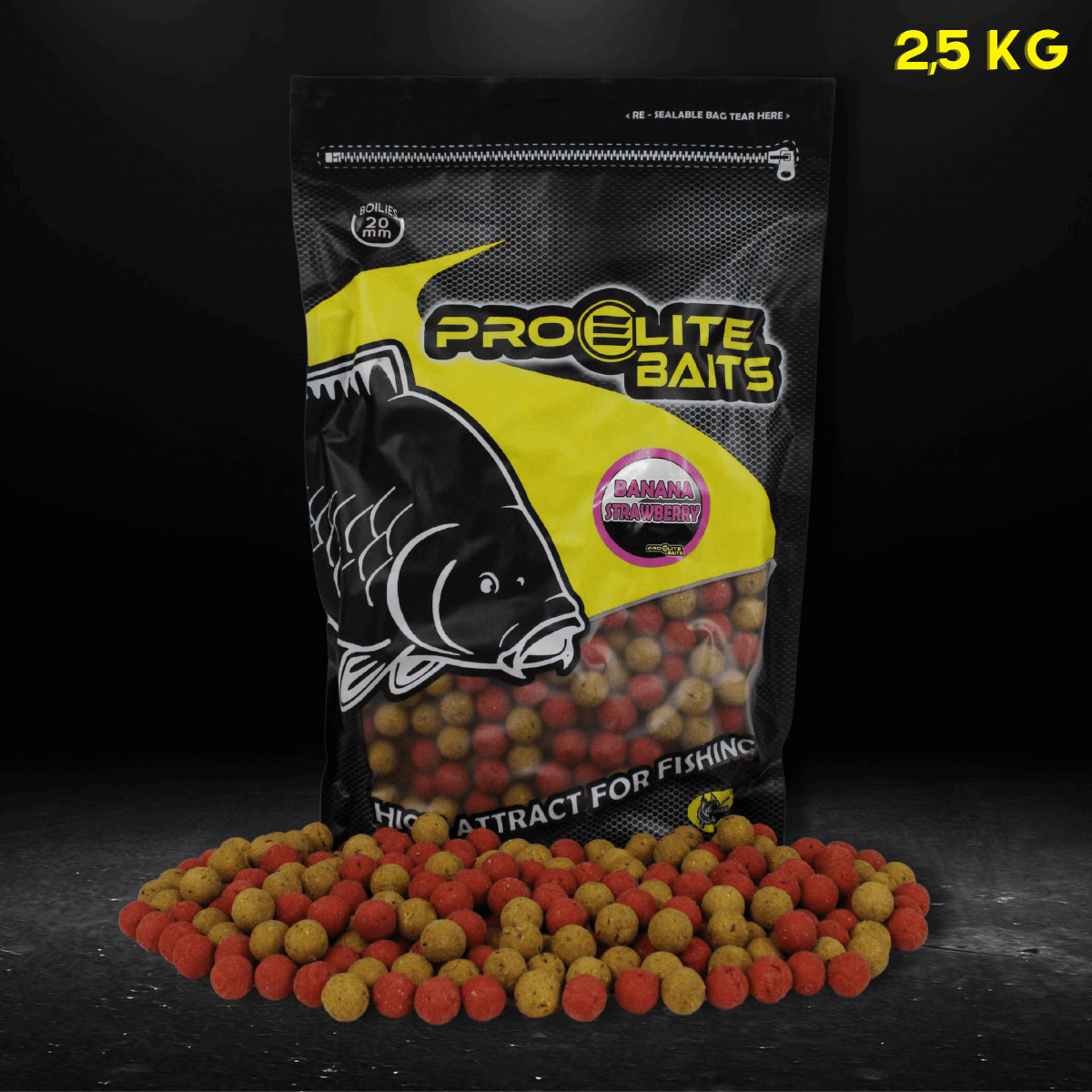 Boilies Pro Elite Baits Banan Strawberry 20 mm 2,5 kg