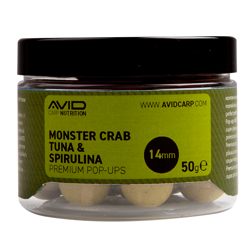 Pop ups Avid Carp Monster Crab Tuńczyk i spirulina 14 mm