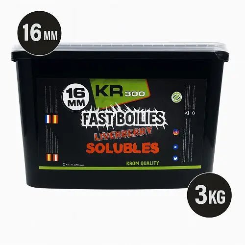 Boilies Solubles Krom Quality KR300 LiverBerry 16 mm 3KG - Tienda Carpfishing