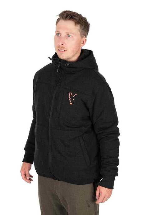 Sudadera Fox Sherpa Negra/Naranja - Tienda Carpfishing